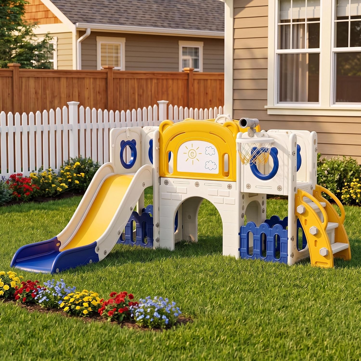 Kids Outdoor Toys B&Q - 10-in-1 Toddler Slide Set, Kids Climber