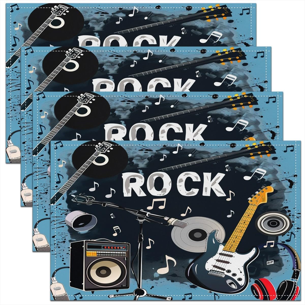 Kids Outdoor Music - Rock Music Placemats Set of 4