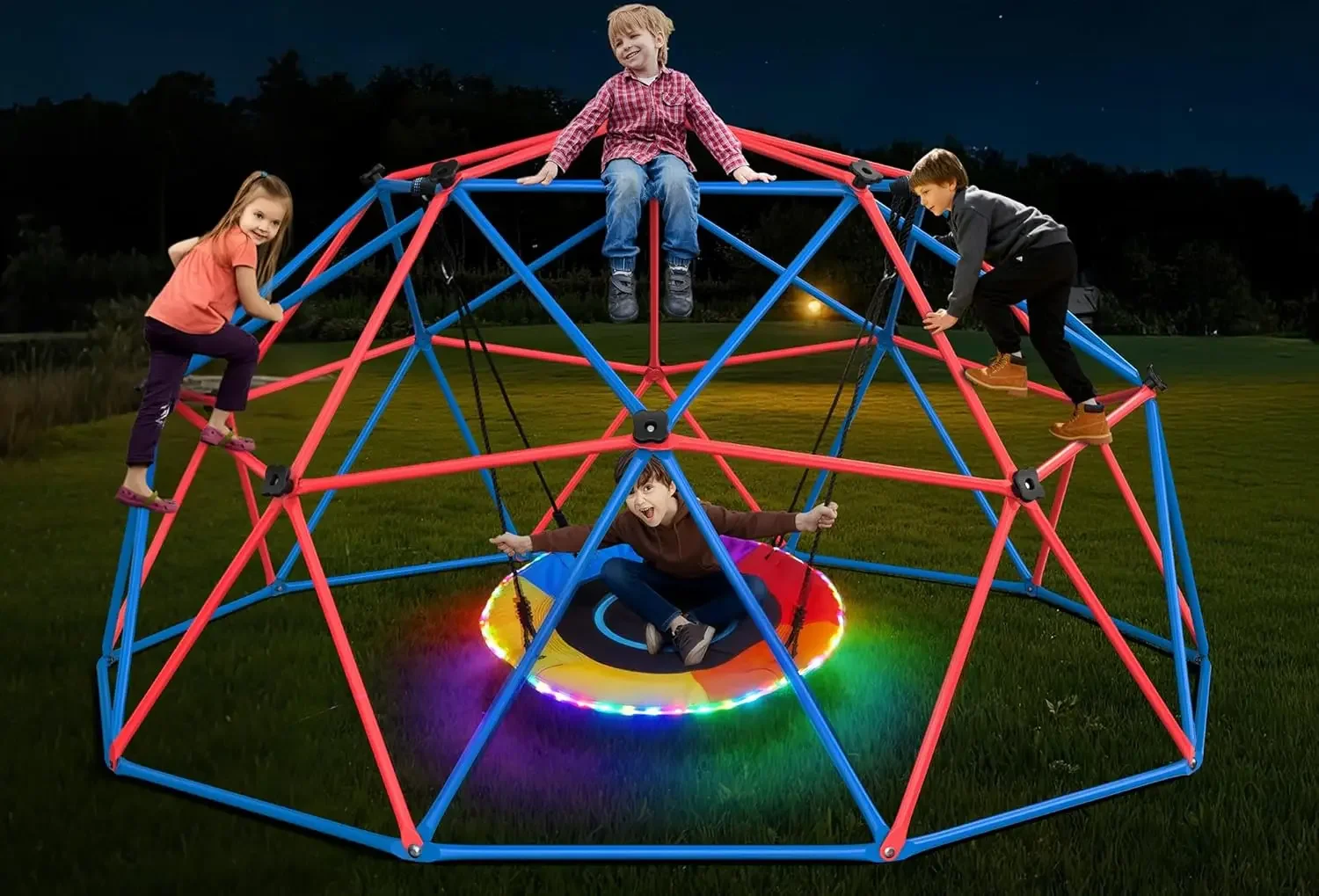Hapfan Climbing Dome Swing Set - Kids Outdoor Jungle Gym Dome recension och pris