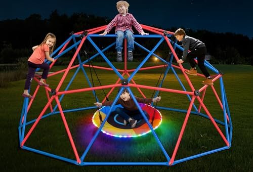 Clim Dome Swing Set with LED S - Kids Outdoor Jungle Gym Dome recension och pris