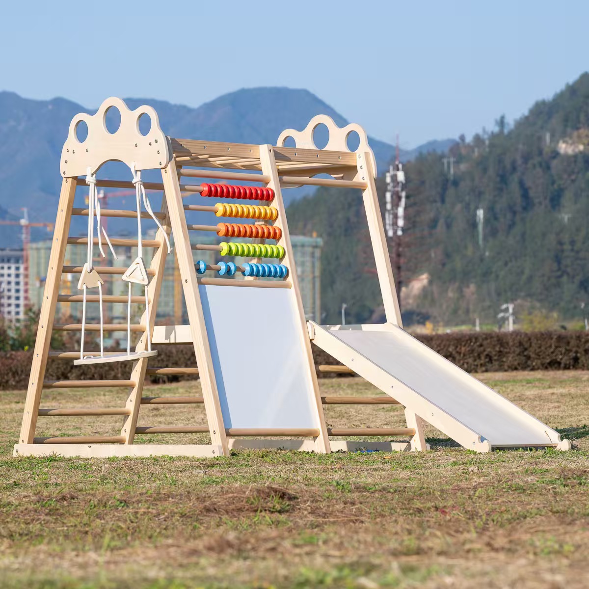 Large Solid Wood Climbing Fram - Kids Outdoor Wooden Climbing Frame recension och pris
