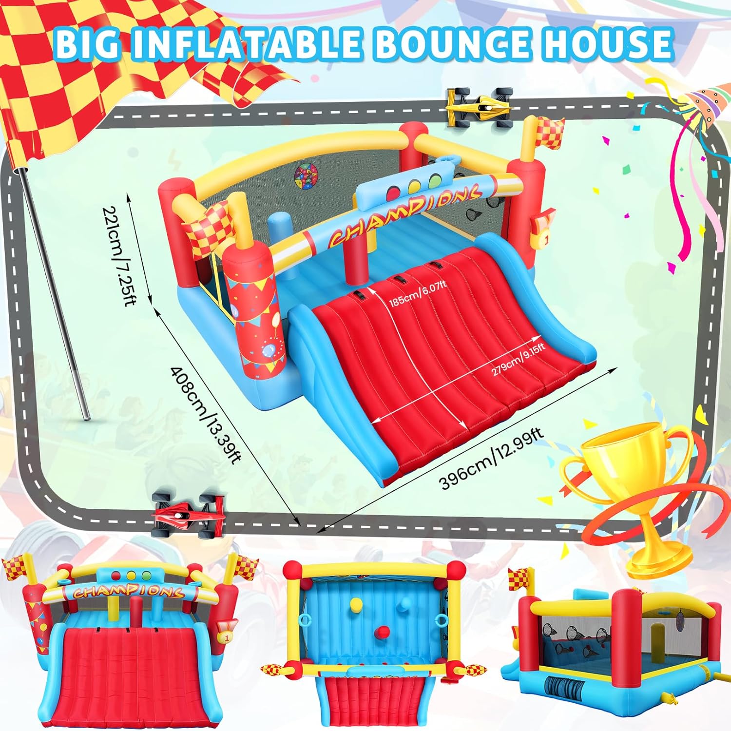 13FT Big Inflatable Bounce Hou - Kids Outdoor Basketball recension och pris