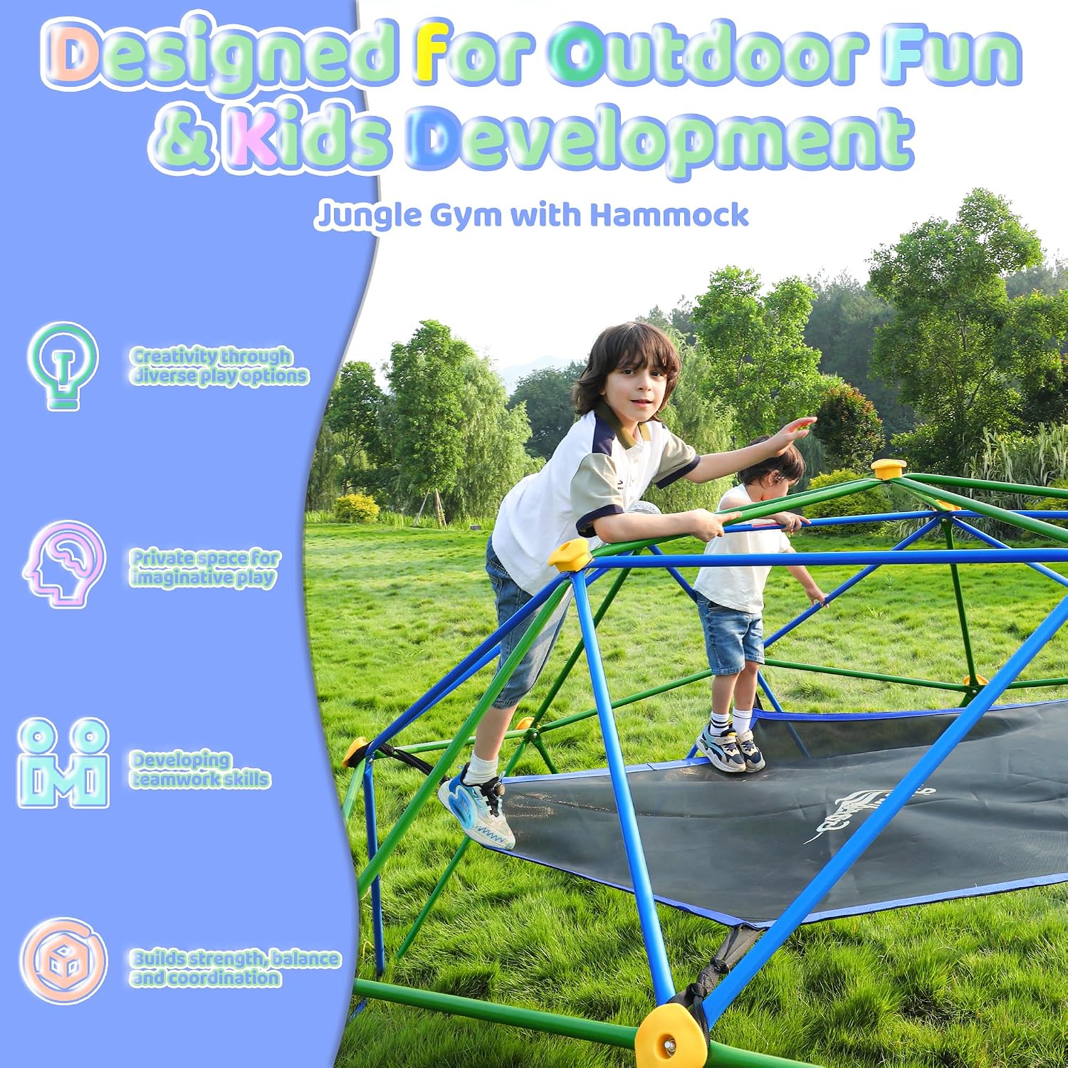 10FT Climbing Dome with Hammoc - Kids Outdoor Jungle Gym Dome recension och pris