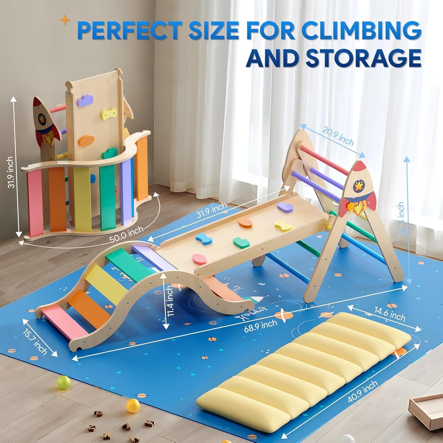 Solid Wood Versatile Climbing  - Kids Outdoor Climbing Frame recension och pris
