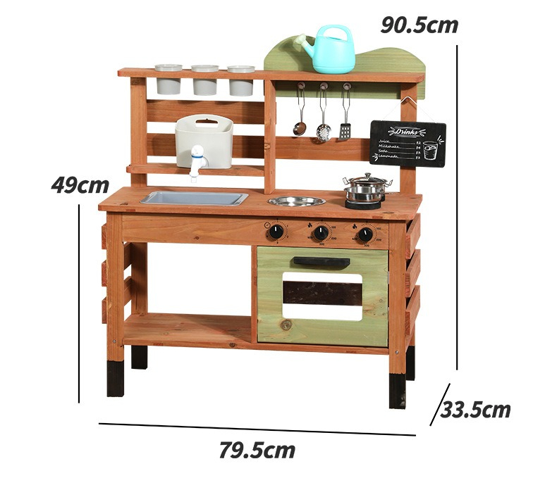 Kids Wooden Playhouse Toy with - Kids.Outdoor Utensils recension och pris